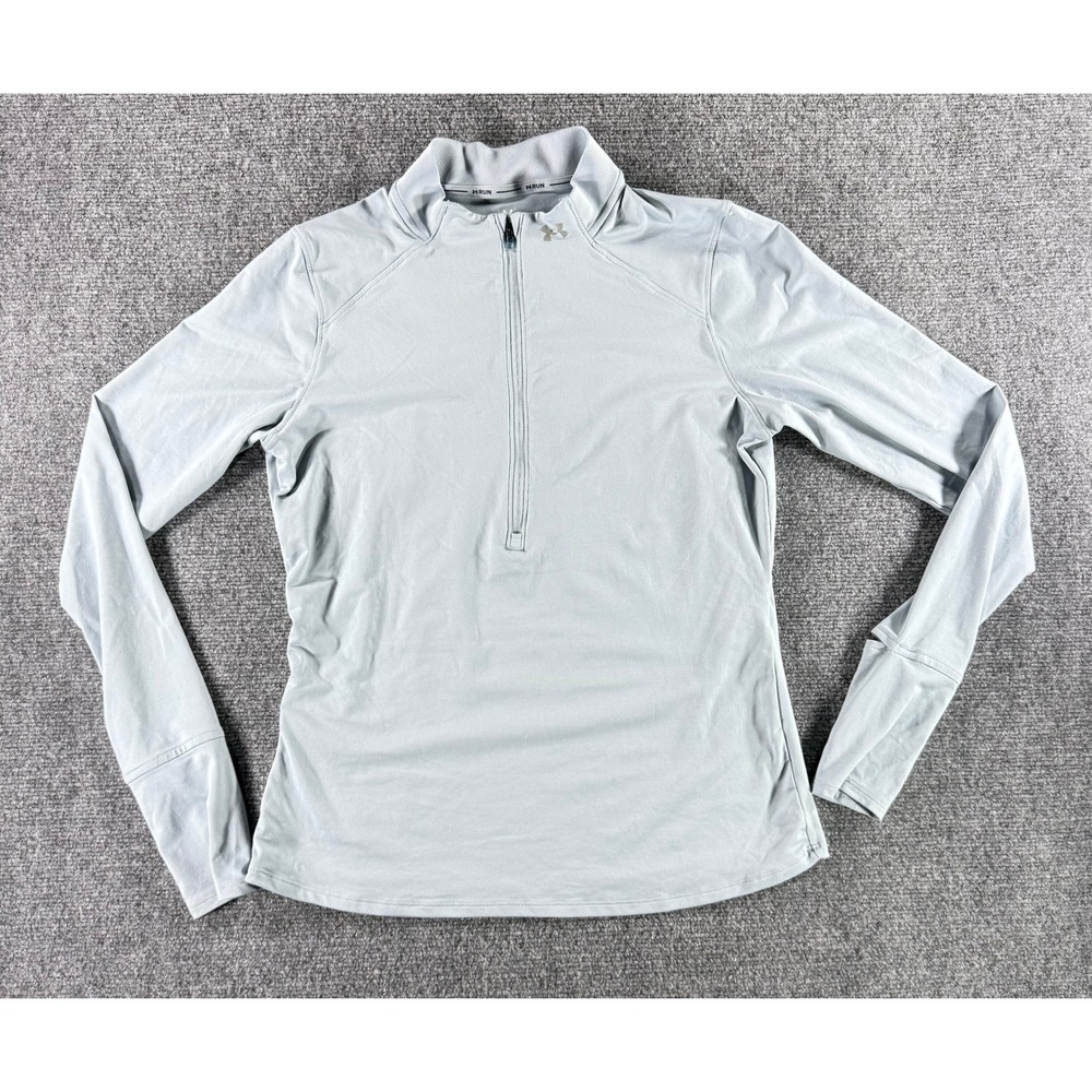 Under Armour UA Run Womens Medium Blue 1/4 Zip Long Sleeve Running Top Thumbhole